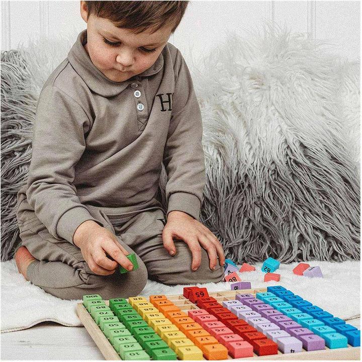 Productafbeelding Bigjigs Houten cijferblokken in een vierkant bord, 100st.