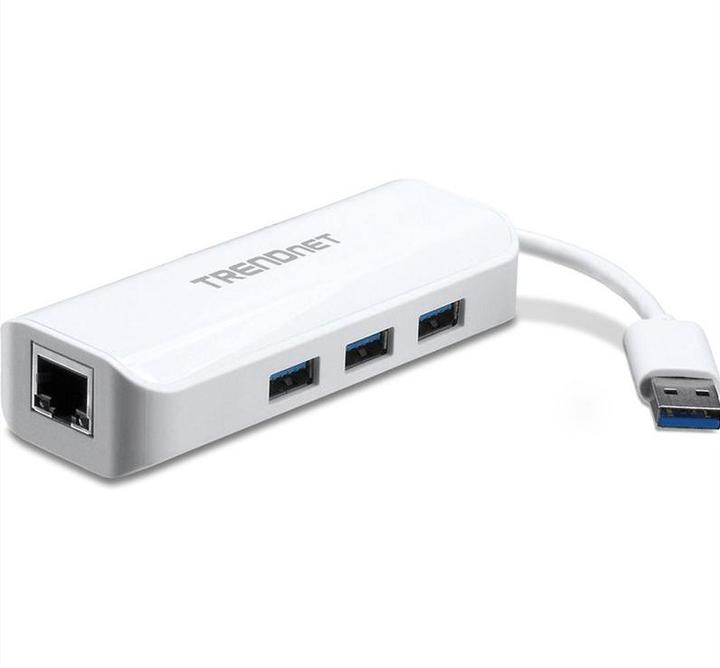 Produktbild Trendnet TU3-ETGH3 USB 3.0 zu Gigabit Adapter + USB Hub (USB-A, 4 Ports)