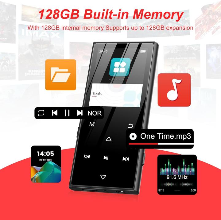 Actual product image Swofy MP3-Player mit Bluetooth (128 GB)