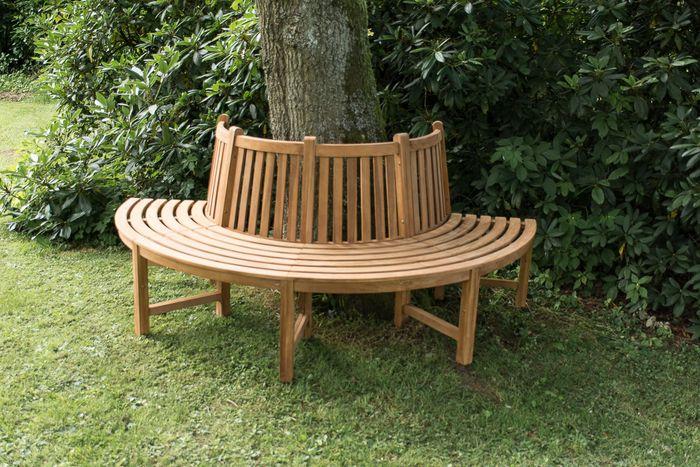 Produktbild Swisshandel24 Baumbank Male 206cm halbrund mit Rückenlehne, braun