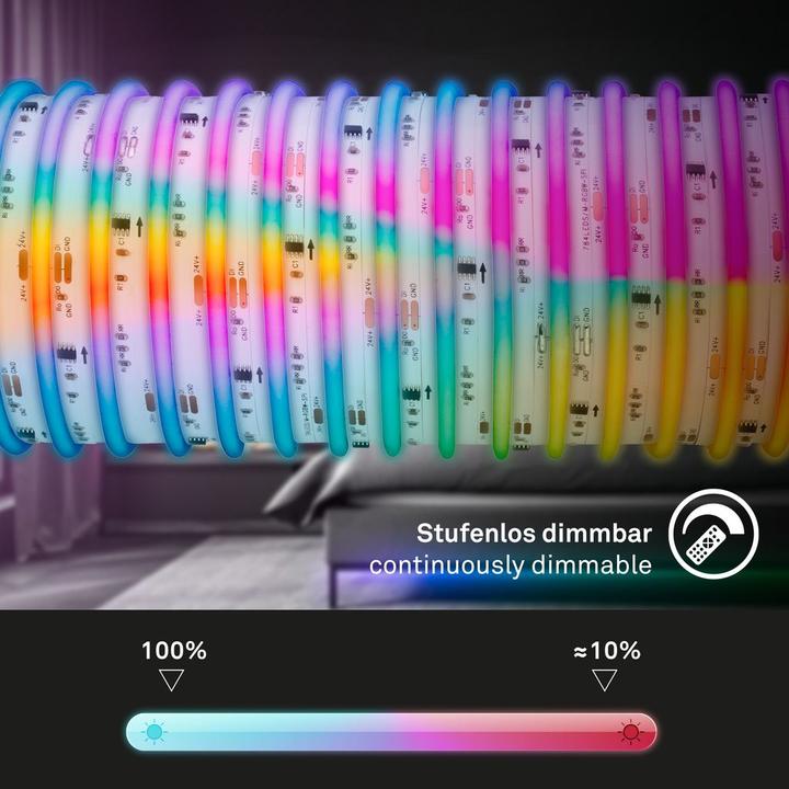 Produktbild Briloner COB-LED RGB IC stripe, 3m, 1.440xLED/m (RGBW, 14 cm, Indoor)