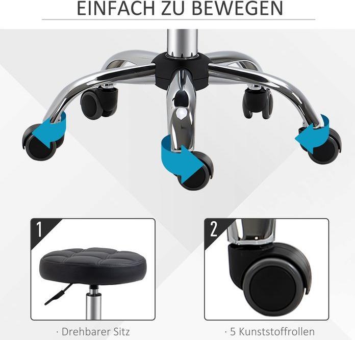 Produktbild Swisshandel24 2er-Set Rollhocker höhenverstellbar drehbar 35,5 x 48-63 cm