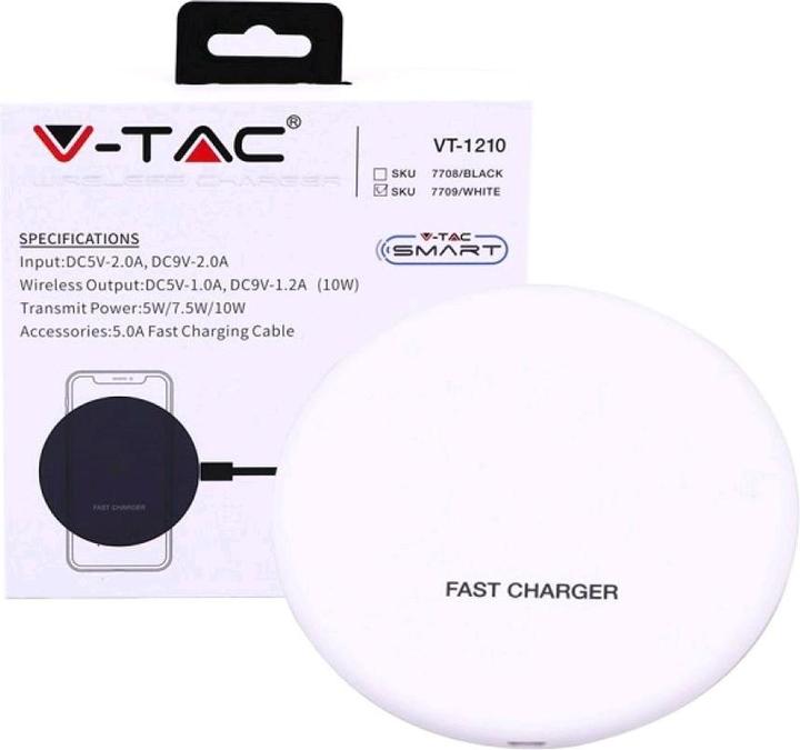 Actual product image V-TAC VT1210 Wireless Charger 5A Quick Charge Round White (10 W)