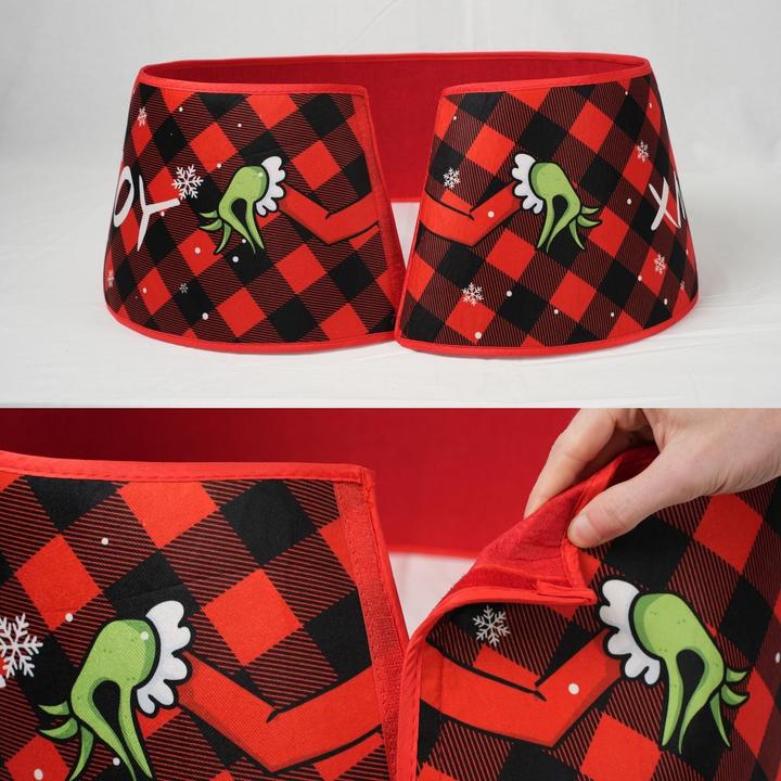 Image du produit Hermex Jupe de sapin de Noël avec motif Grinch Col de sapin de Noël Habillage de sapin de Noël (1 -pièce)