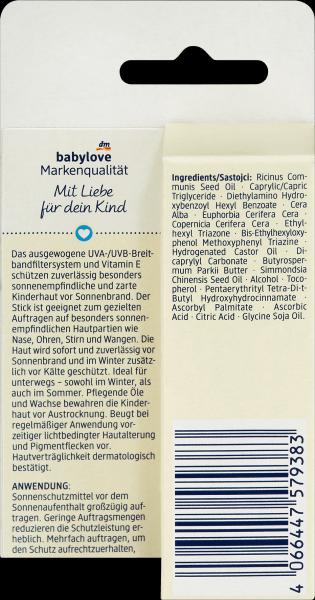 Immagine prodotto dm babylove Stick solare Sensitive SPF 50+ (Stick solare, SPF 50+, 20 g)