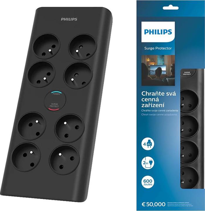 Produktbild Philips SPN7080BA/60 surge protector Black 8 AC outlet(s) (8 x, CEE 7/5, 2 m)