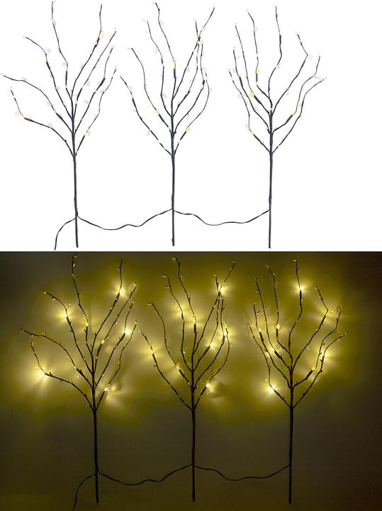 Produktbild Lunartec 3 Deko-Zweige, je 48 Kunststoff-Knospen & 8 LEDs, batteriebetr., Timer (0.60 m)