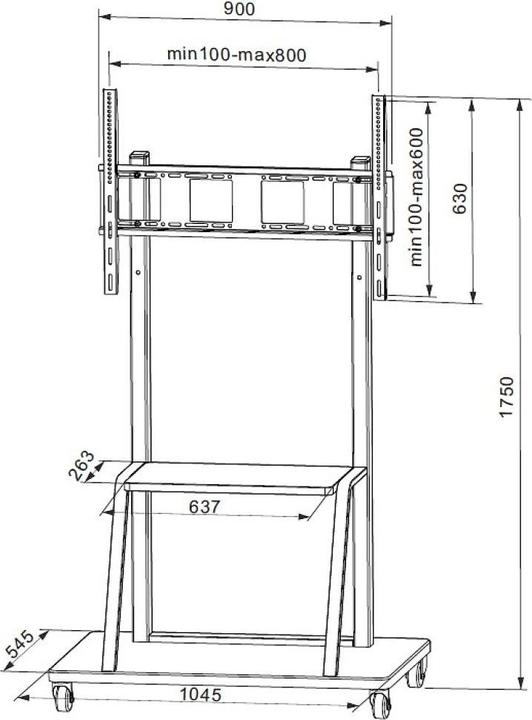 Produktbild Techly TV Wagen, Multifunktion, höhenverstellbar (100", 150 kg)