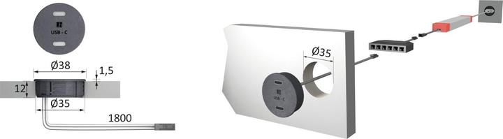 Produktbild Halemeier USB Einbau-Doppelsteckdose