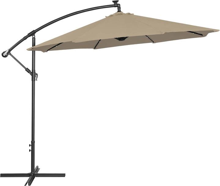 Produktbild Uniprodo Ampelschirm Sonnenschirm Pendelschirm Ø 300 cm neigbar UPF 50+ LED-Beleuchtung (2.70 m)
