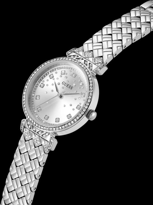 Actual product image Guess P SLV CS W/ CRYS / SUN SLV GLITZ DL / P SLV BRCT W/ CRYS Wristwatch (Watch with gemstone, 32 mm)