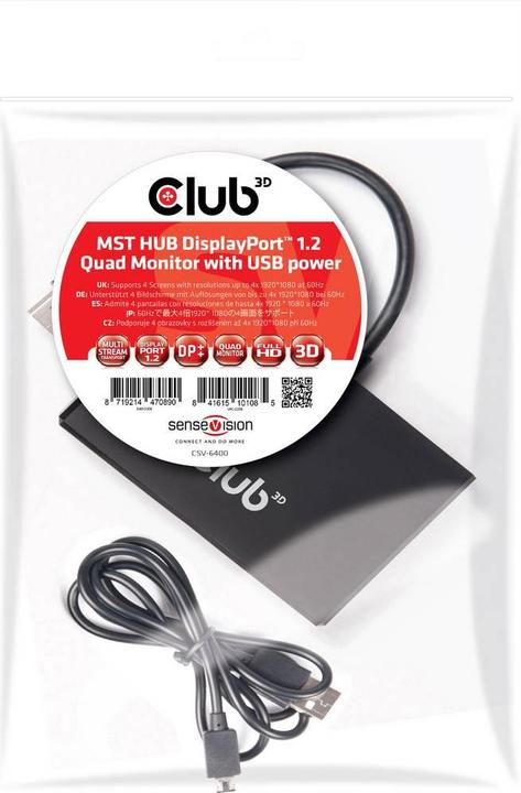 Image du produit Club 3D Hub de transport multi-streaming 1xDP - 4xDP (DP, 6.50 cm)