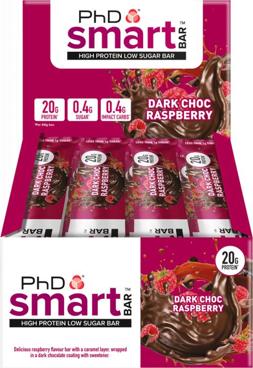 Produktbild PhD Nutrition Smart Bar (Himbeere, Schwarze Schokolade, 12 Stk., 768 g)
