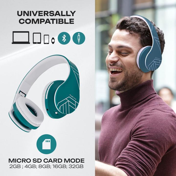 Produktbild PowerLocus Wireless Headphones P2 (blue-white) (20 h, Kabelgebunden, Kabellos)