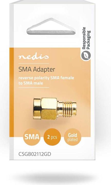 Produktbild Nedis SMA Adapter | SMA-Buchse Reverse Polarity | SMA-Stecker | Vergoldet | 50 Ohm | Gerade | Kupfer (Antennenkabel)