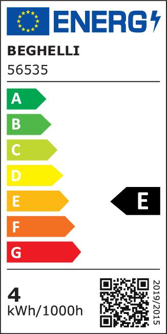 Energy Label Beghelli All-Glass Energy-saving Bulb Warm White 3000 K 4 W E14 E (E14, 4 W, 470 lm, 1 x, E)