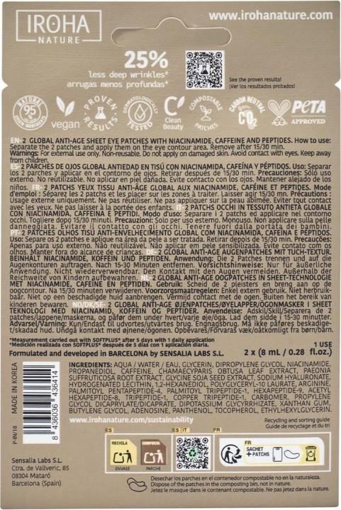 Image du produit Iroha Nature Natural Global Eye Care Patches (Patchs, 8 ml)
