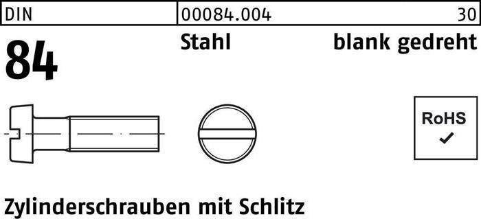 Produktbild Zylinderschraube DIN 84/ISO 1207 Schlitz M 1,6 x 6 Stahl blank gedreht (100 Schrauben pro Stück)