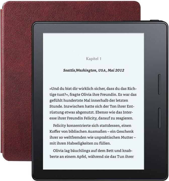 Amazon Kindle Oasis + étui de chargement en cuir - Offres spéciales (6", 4 Go, Bordeaux)