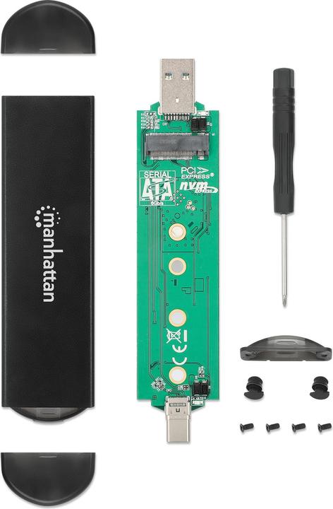 Produktbild Manhattan M.2 NVMe und SATA SSD USB-Festplattengehäuse (M.2)