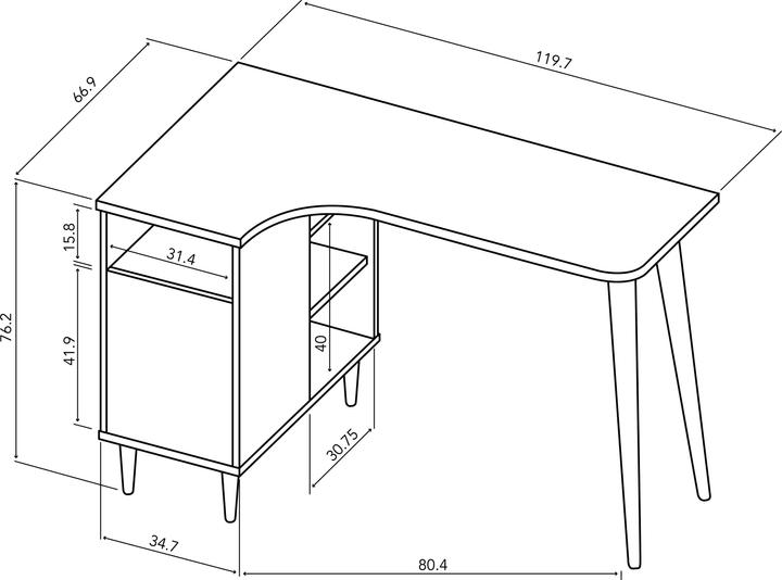 Actual product image Temahome Nook desk black and oak (120 x 67 cm)