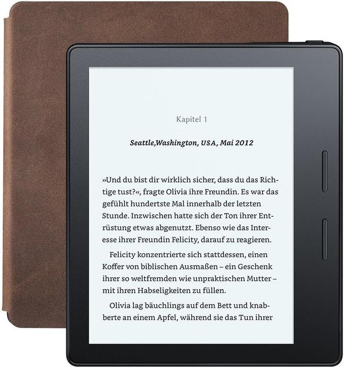 Amazon Kindle Oasis + étui de chargement en cuir (6", 4 Go, Noyer)