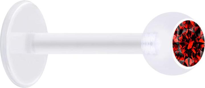 Produktbild Star Piercing Micro Labret transparent mit Kugel und Kristall rot (ohne Messing, Bioflex)