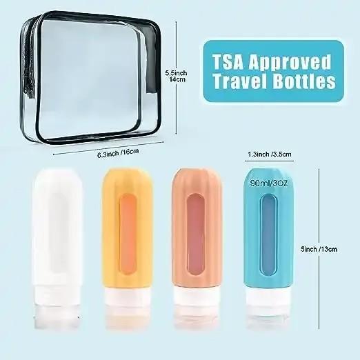 Image du produit Swissdetector Lot de 4 bouteilles de voyage en silicone - Rechargeables - étanches 90ml (Flacons pour liquide)
