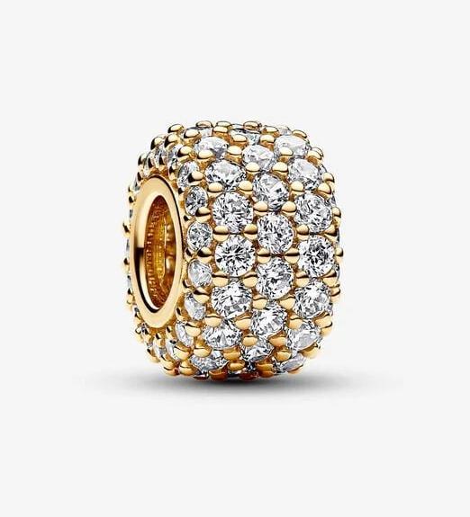 Image du produit Pandora Charm pavé scintillant à trois rangs (Métal, Plaqué or)