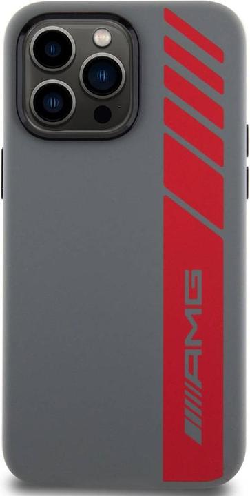 Image du produit Mercedes-Benz Étui à logo vertical en silicone liquide AMG MagSafe pour iPhone 15 Pro Max gris (Apple iPhone 15 Pro Max)