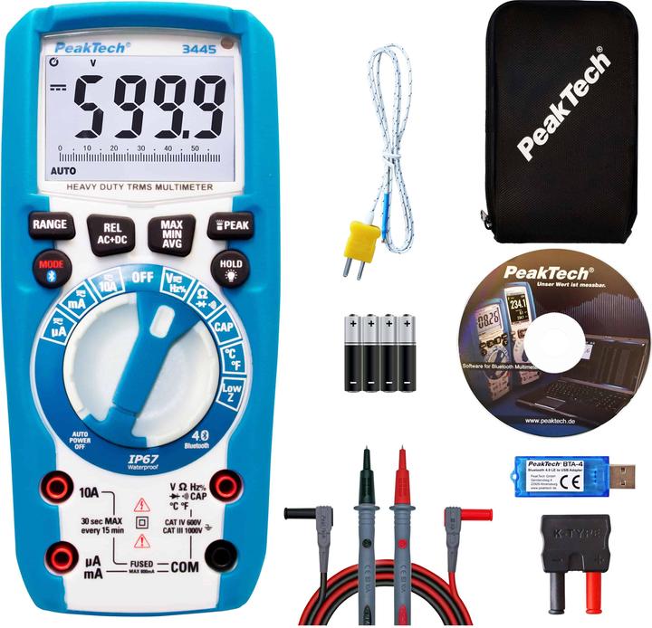 Immagine prodotto Peaktech P 3445 Multimetro digitale a vero RMS (CAT III 1000V, CAT IV 600V)