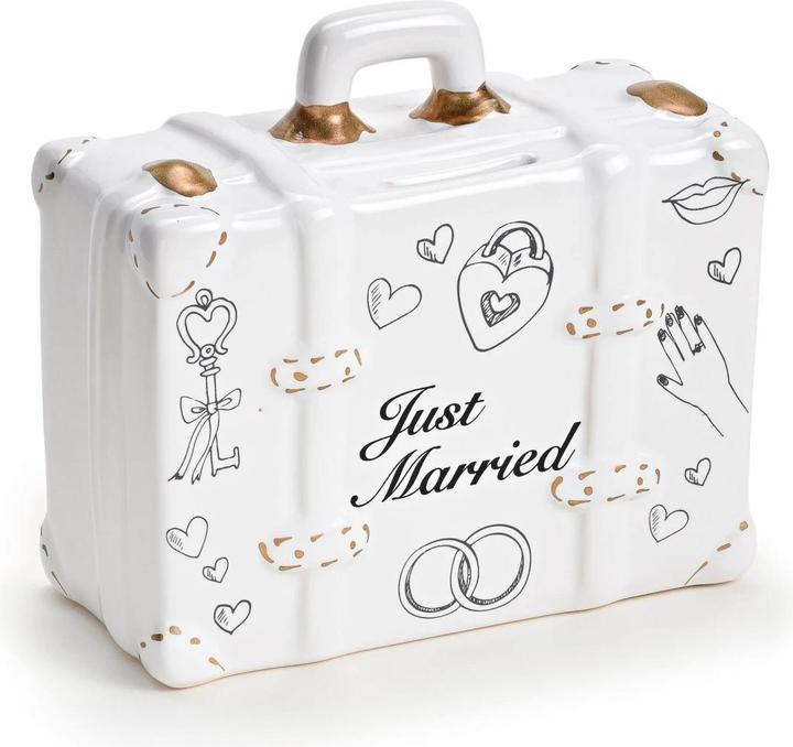 Produktbild G. Wurm Spardose Koffer Just Married 6 x 14 x 13 cm (14 x 14 x 13 cm)