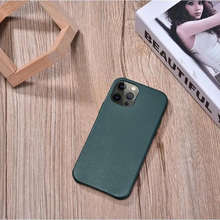 Produktbild iCarer iPhone 12/12 Pro - Echtleder Back Cover Etui, grün (RIX1206) (Apple iPhone 12, Apple iPhone 12 Pro)