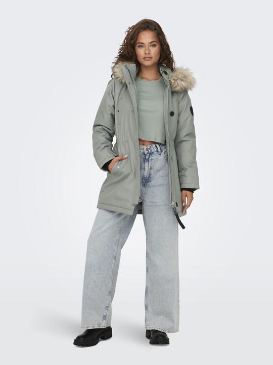 Produktbild Only Kapuze mit abnehmbarem Kunstfell-Rand Gerippte Ärmelbündchen Parka Langer Parka (S)