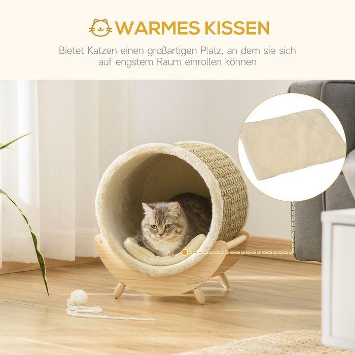 Produktbild Swisshandel24 Katzenhöhle Katzenbett mit Regal Katzenhaus Katzenhütte mit Kratzunterlage Indoor Kiefernholz Flanel (Katze)