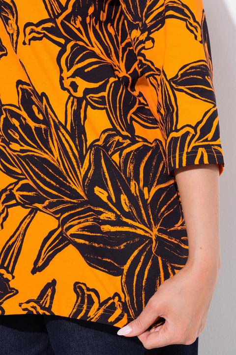 Produktbild Ulla Popken Shirt, Blätter, A-Linie, Tunika-Ausschnitt, 3/4-Arm (60)