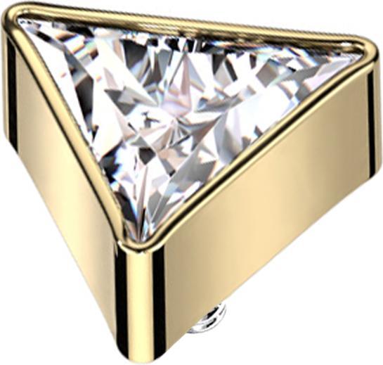 Actual product image Star Piercing Dermal Anchor triangle gold-plated crystal silver (Titanium G23, without brass)