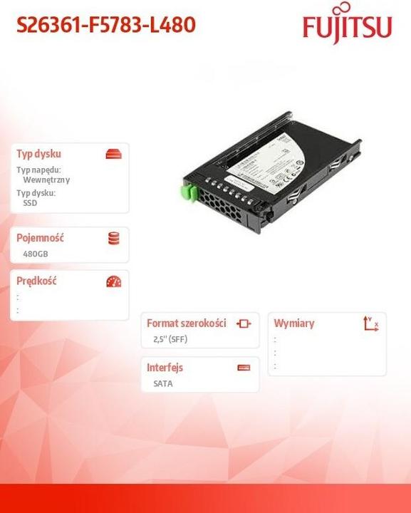Produktbild Fujitsu SSD, SATA, /s Read-Intensive, hot-plug, 2.5 inch, enterprise, 1.5 DWPD, Drive Wri (480 GB, 2.5")