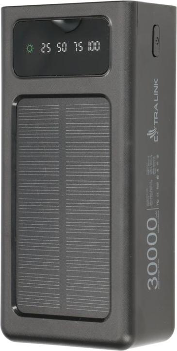 Produktbild Extralink EPB-093 30000mAh Czarny | Powerbank | Solar Power bank, USB-C (30000 mAh, 10 W, 111 Wh)