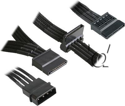 Produktbild NZXT Molex zu 3x SATA Adapter 20cm - premium sleeved black (20 cm)