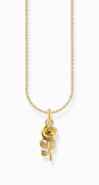 Produktbild Thomas Sabo Kette mit Rosen-Anhänger vergoldet (750 Gelbgold Vergoldung, 925er Silber, 38 - 45 cm)
