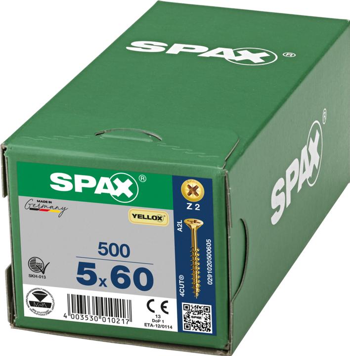 Actual product image Spax Screw R 88094 Countersunk head w.point/cross recess -PZ 5 x 60/36-Z Steel galvanised yellow (1 Screws per piece)