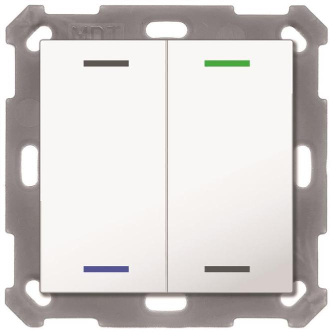 MDT BE-TAL55T2.01 Taster Light 55 2fach RGB-W Temp.sensor Reinweiss gl. Neutral