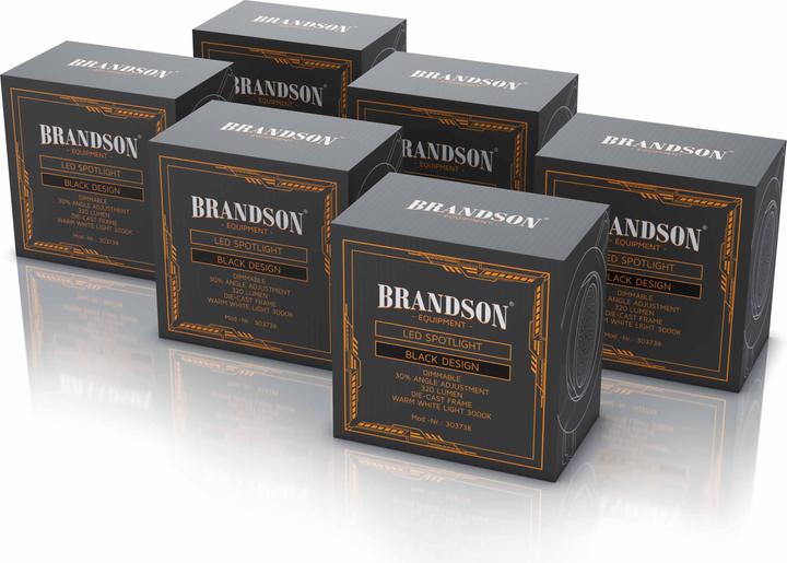 Produktbild Brandson 6x LED Deckenspot, dimmbar & schwenkbar, Einbaustrahler, Einbauleuchte, Einbauspot, schwarz, 6er Set (350 lm)