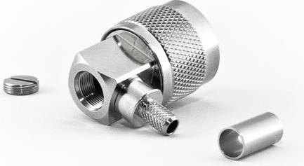 Actual product image Varia Type N Male Right Angle Connector for HDF200 Cable, Crimp Version