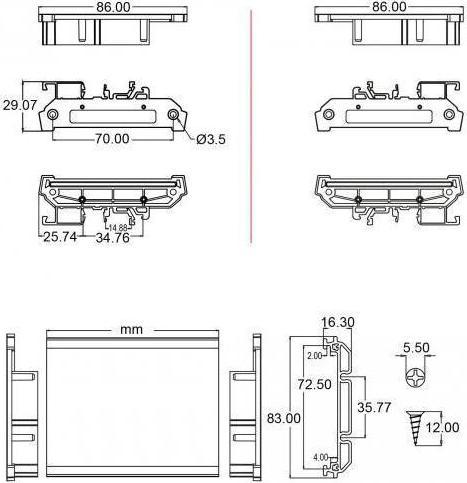Immagine prodotto Delock Staffa per pannello laterale PCB Din-RAIL, 4 pezzi (G)