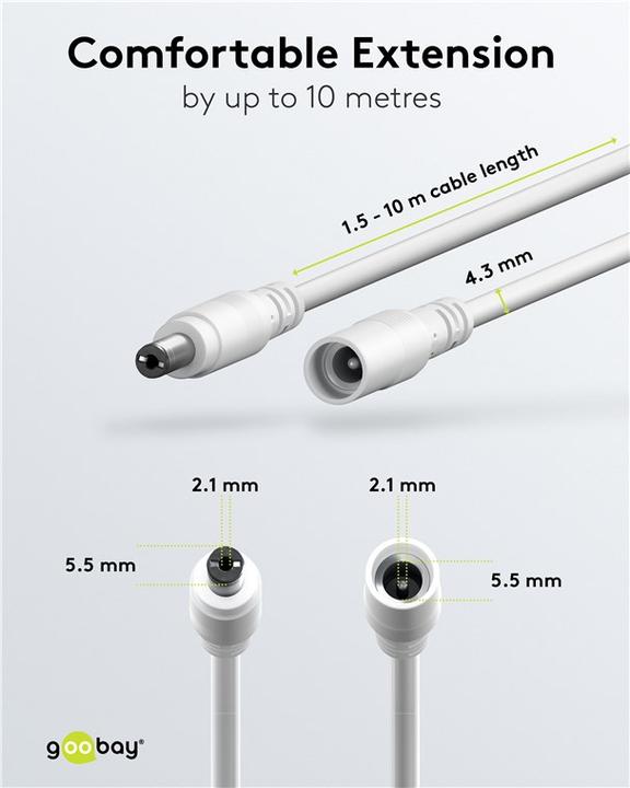 Produktbild Goobay DC-Verlängerungskabel, 5 m, weiss (5 m)