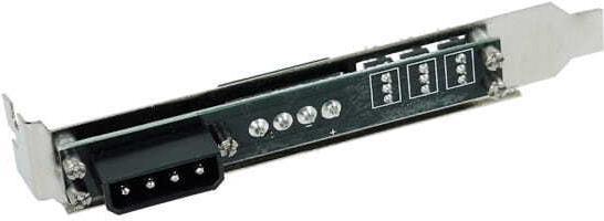 Actual product image Phobya Slot bracket 4Pin Molex 3x 3Pin fan connector