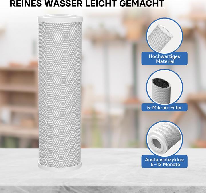 Image du produit Naturewater Bloc Charbon actif 10 pouces 254mm 5µ Insert Filtration CTO-10B