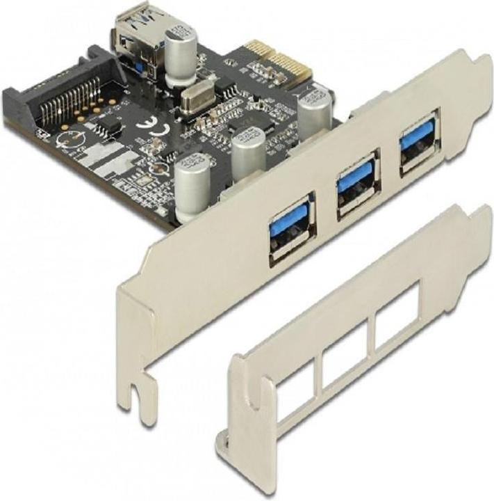 Actual product image Delock PCIe USB 3.0 3x external 1x internal LP SATA Power VIA